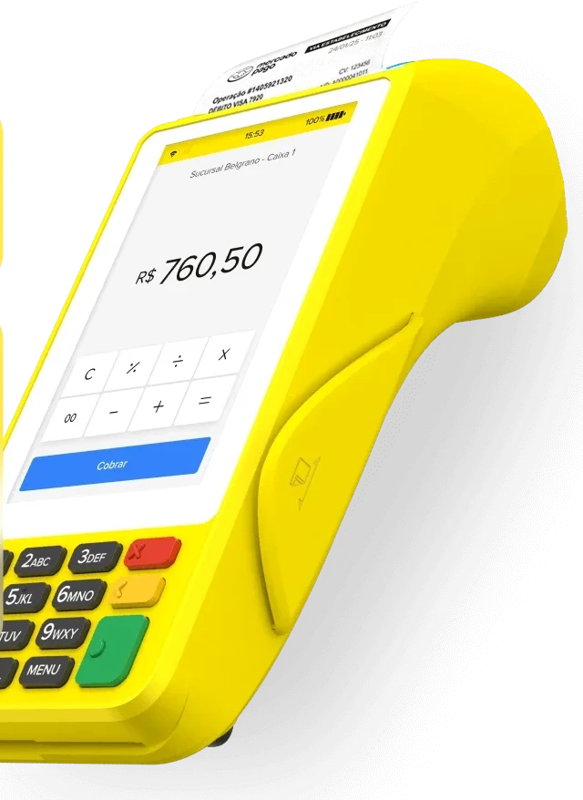 Maquininha de cartão Point Pro 3, do Mercado Pago